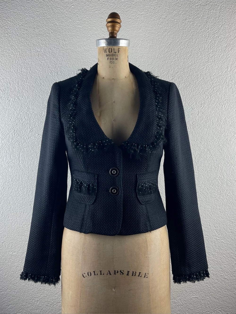 WhiteHouse BlackMarket l 00 Classic Tailored Polka Dot Trim Tweed Blazer Jacket